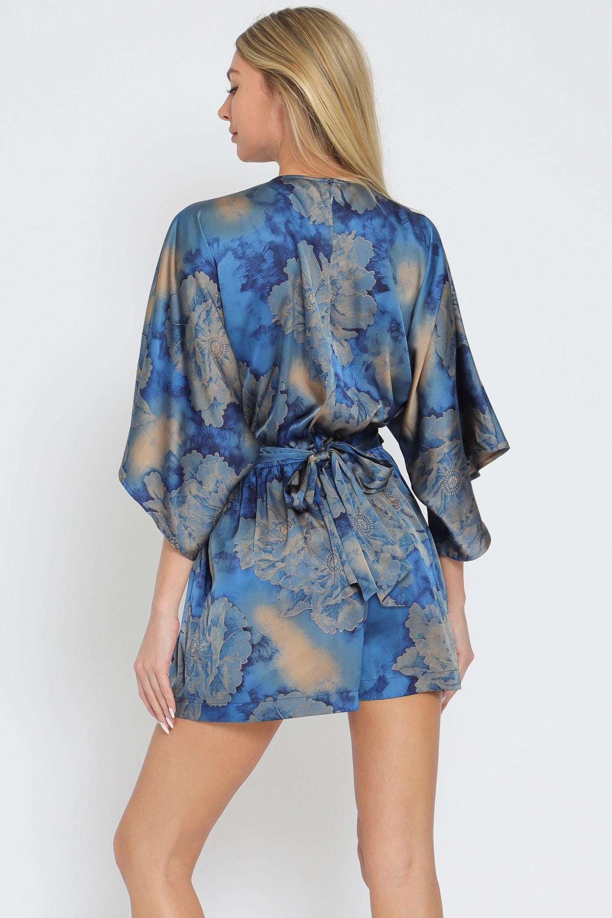 Kimono Sleeve Elastic Back Waisted Romper