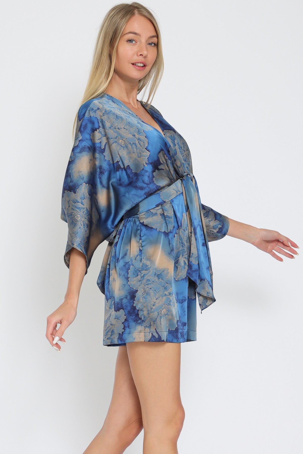 Kimono Sleeve Elastic Back Waisted Romper