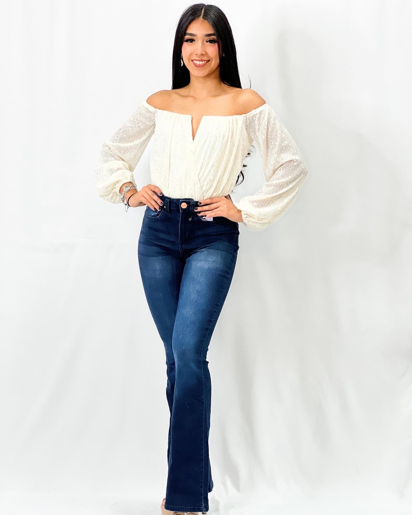 Sequin Off-Shoulder Blouse