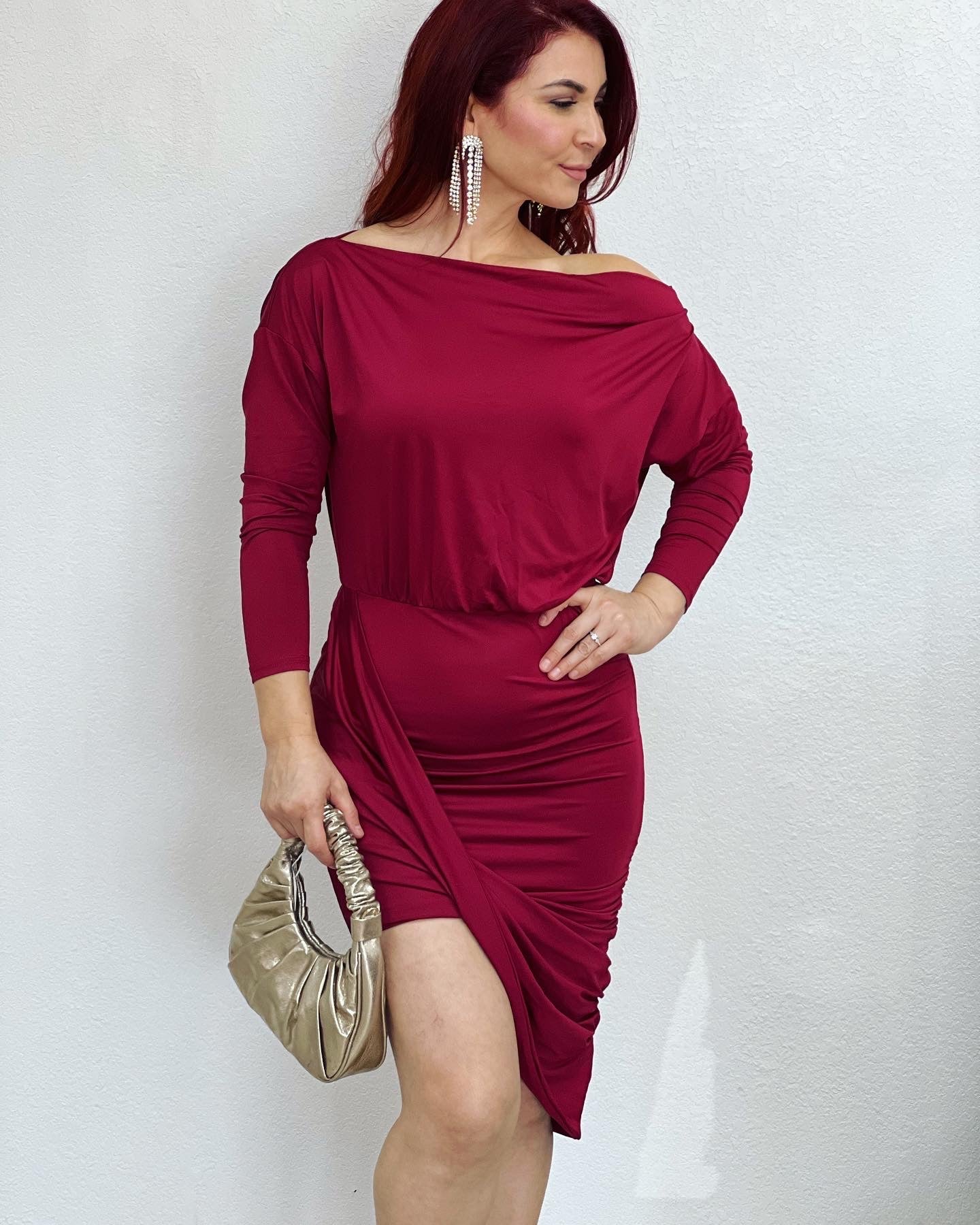Red Midi Stretch Dress
