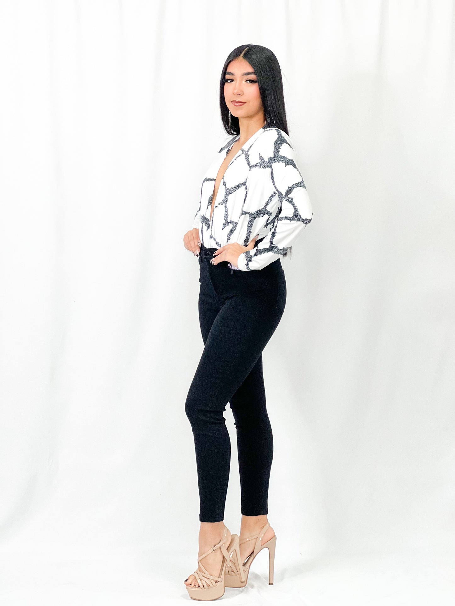 Abstract Long Sleeve Bodysuit