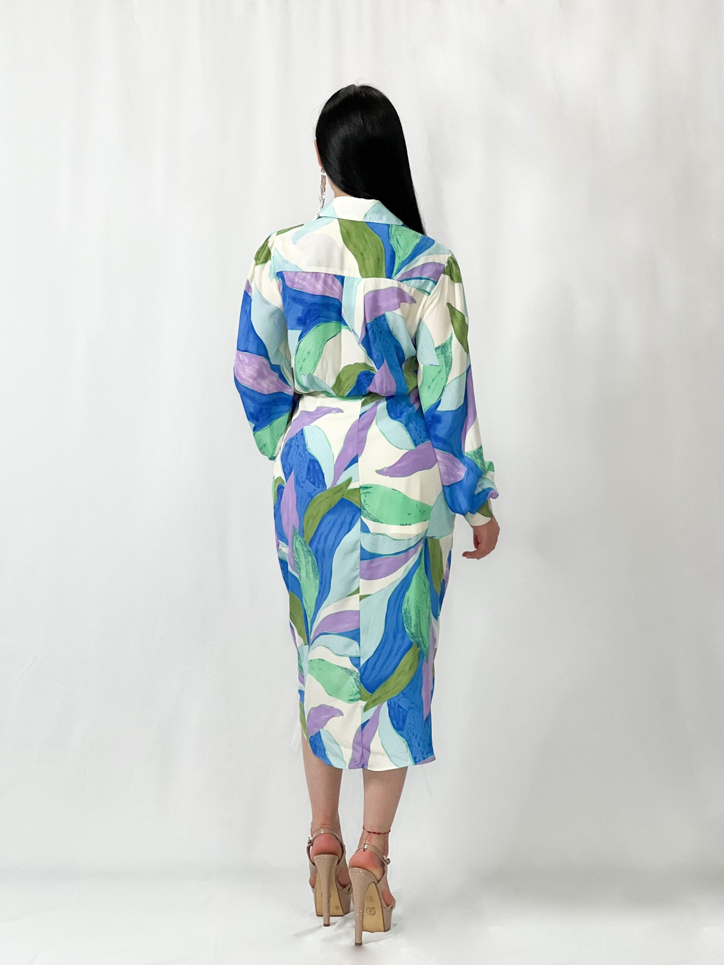 Printed Shirt Midi Dress