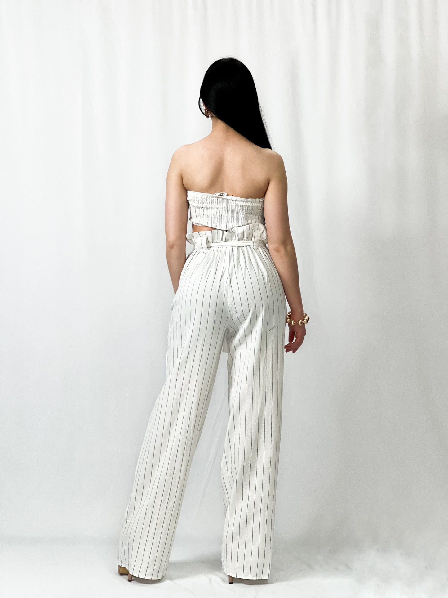 Striped Woven Top And Pants Set