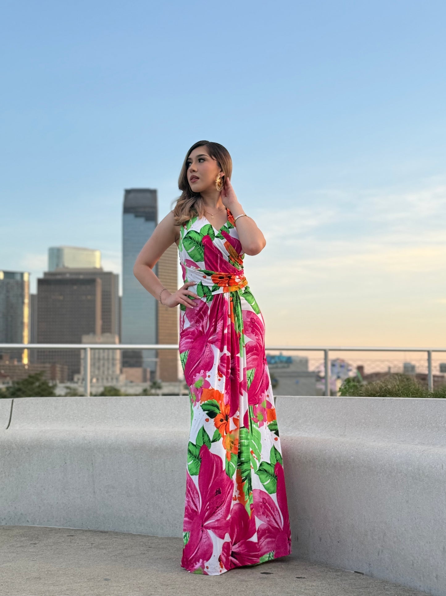 Floral Prt Halter Maxi Dress