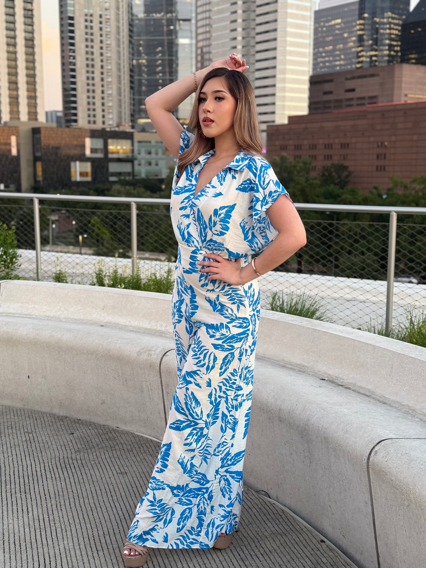 Shirt Top And High Waisted Long Pants Set