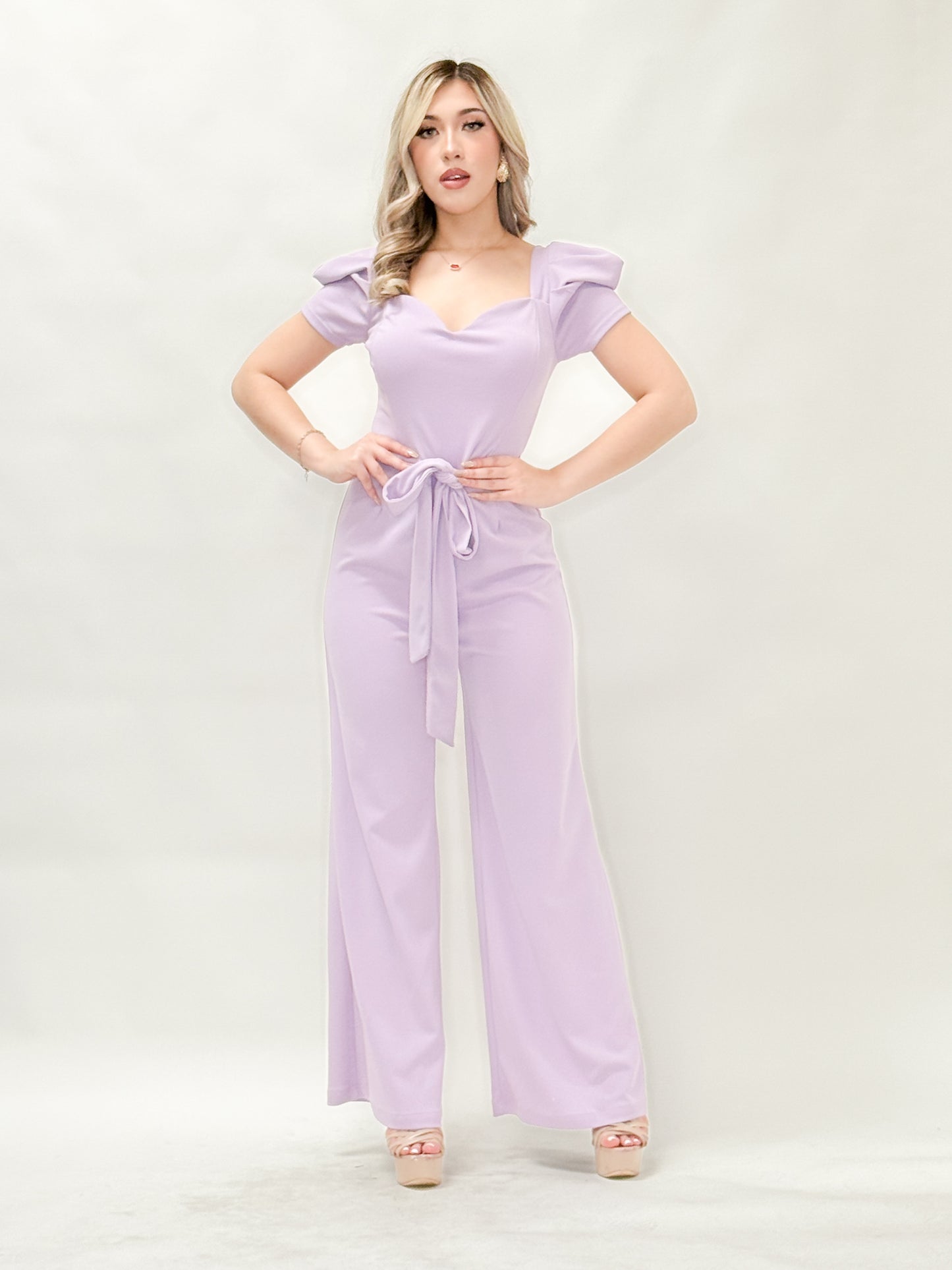 Puff Short Sleeve Belted Jumpsuit