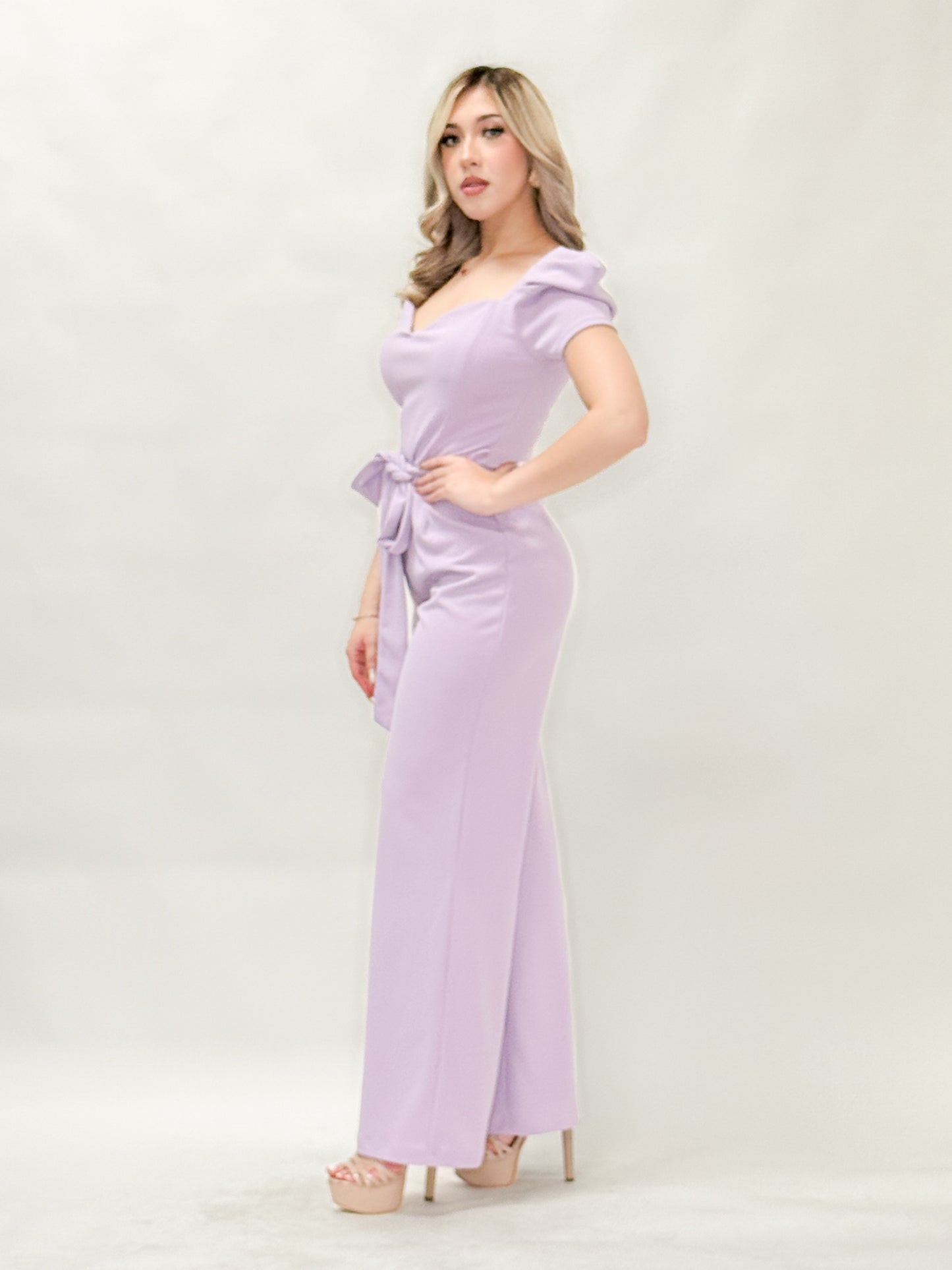 Puff Short Sleeve Belted Jumpsuit