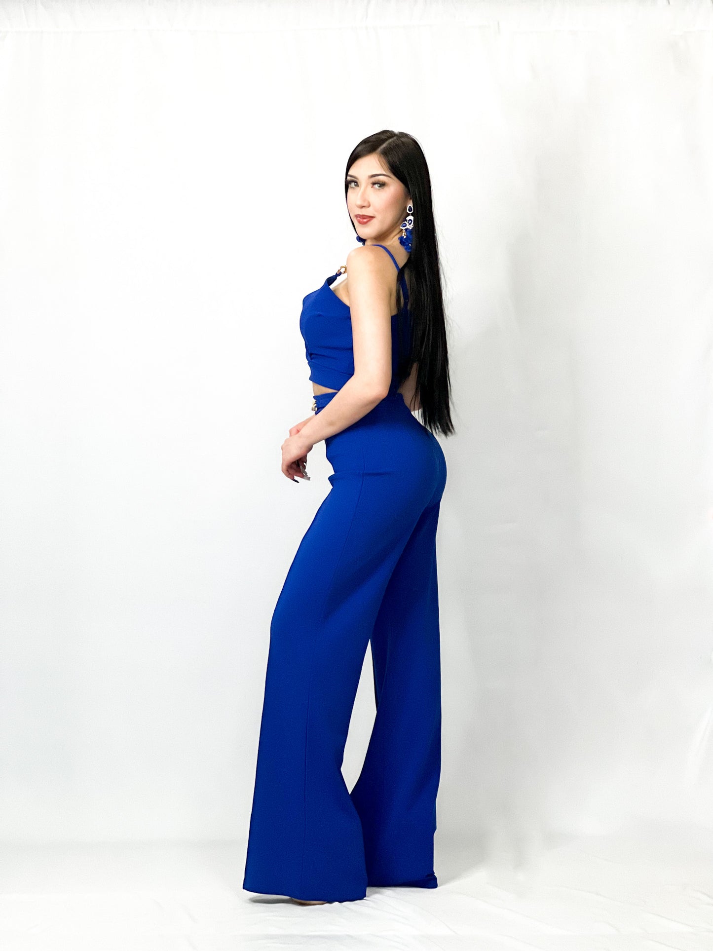 Metal Chain Top And Blue Pants
