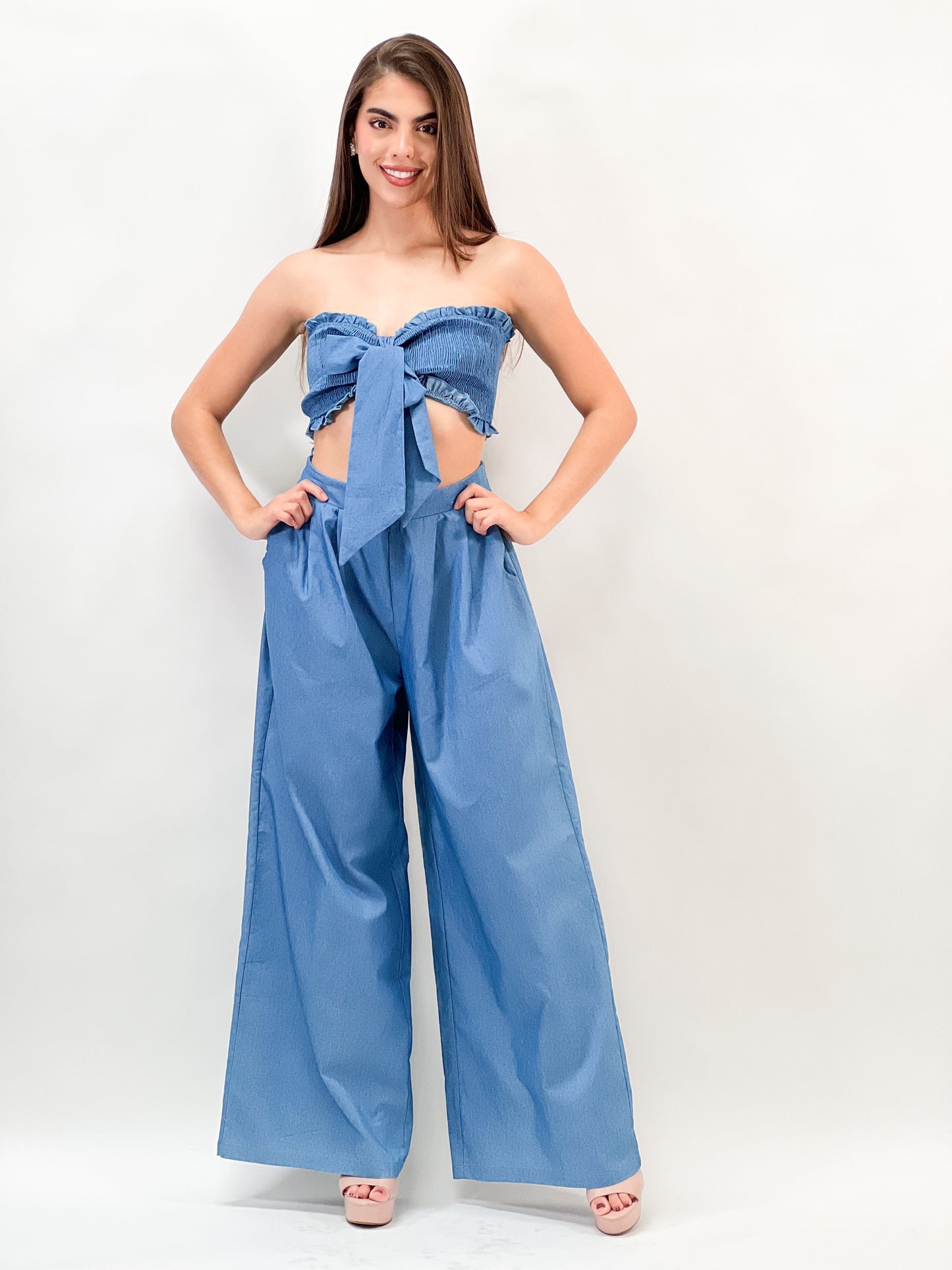 Denim Matching Set Top and Pants