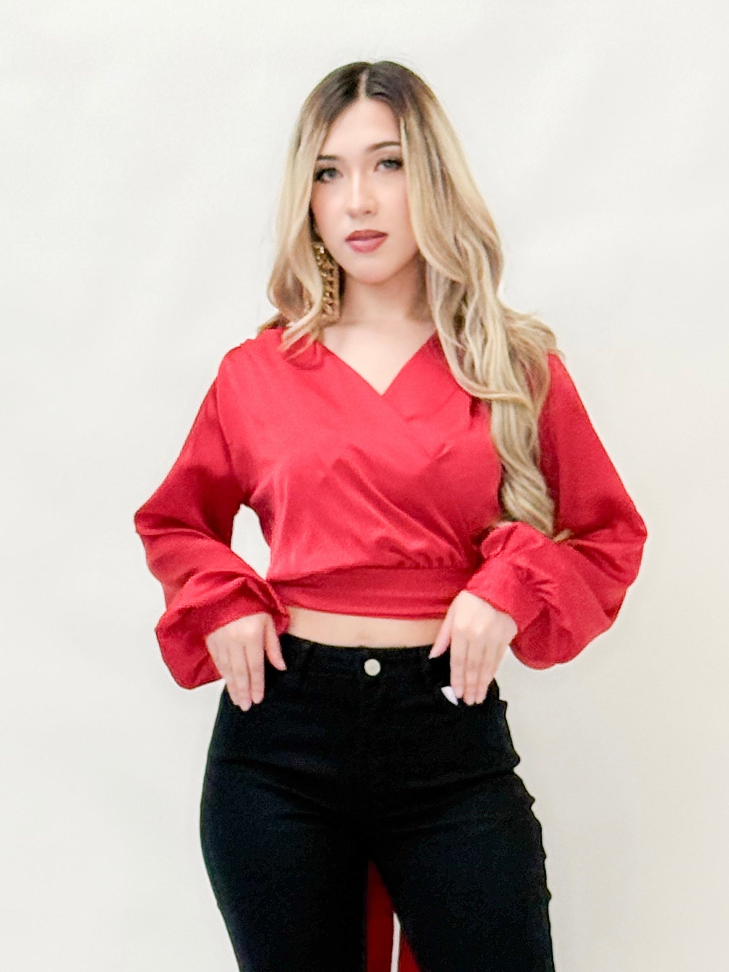 Satin Wrap Crop Top