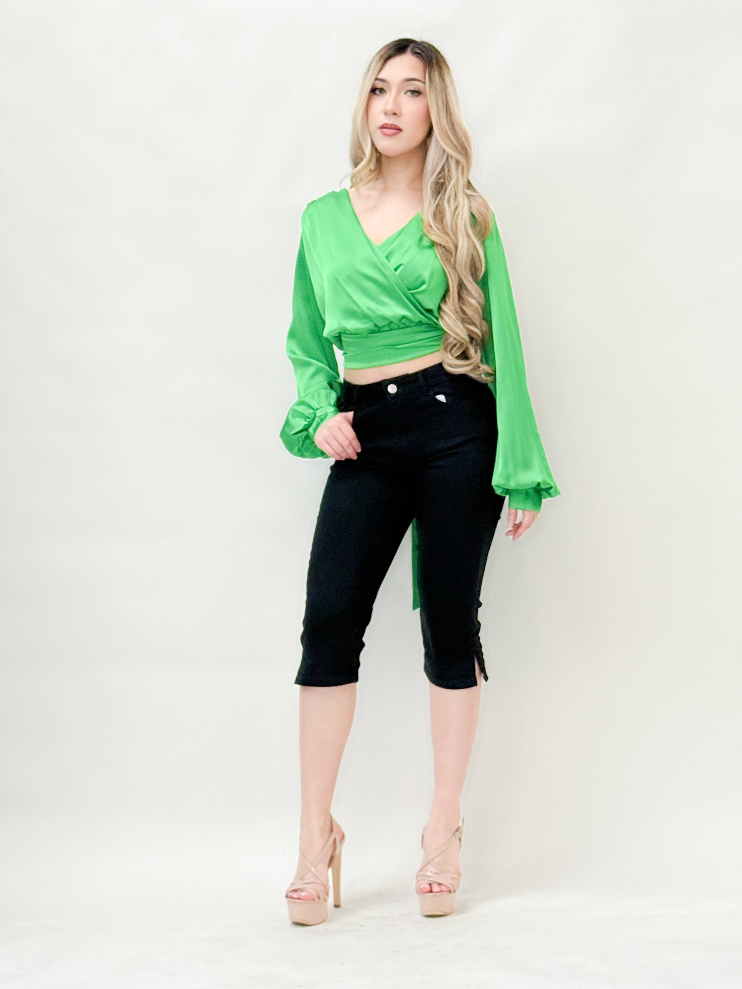 Satin Wrap Crop Top