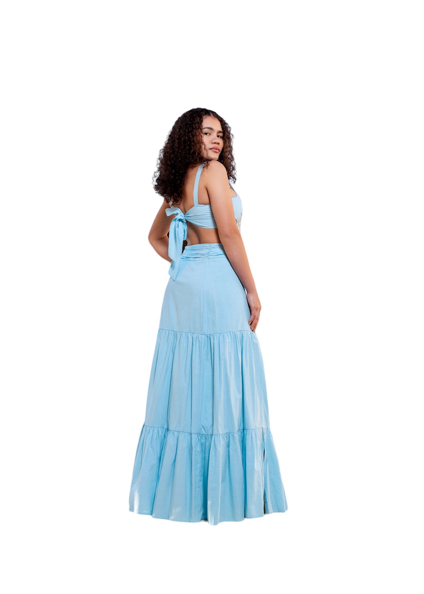 Blue Matching Set Skirt and Top