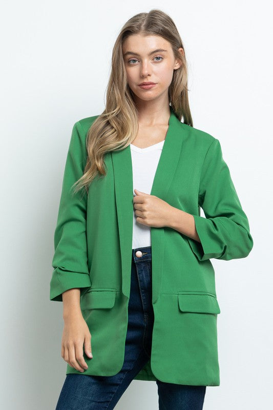Overside Sleeve Shirring Jacket