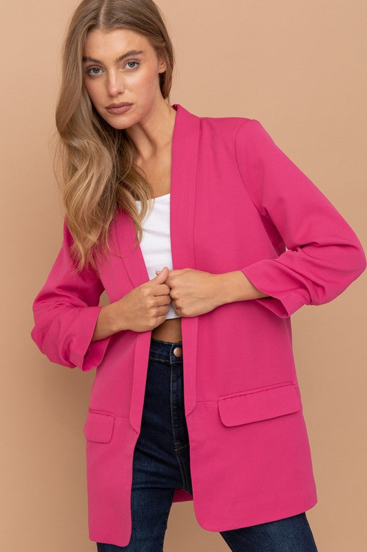 Overside Sleeve Shirring Jacket