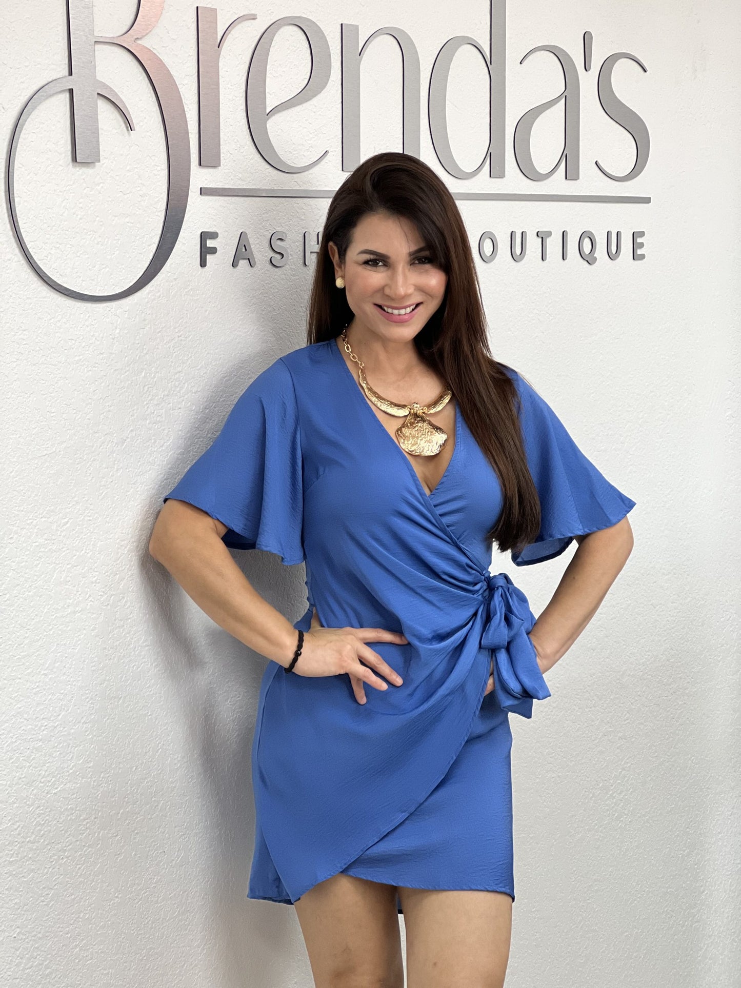 Blue Satin Mini dress
