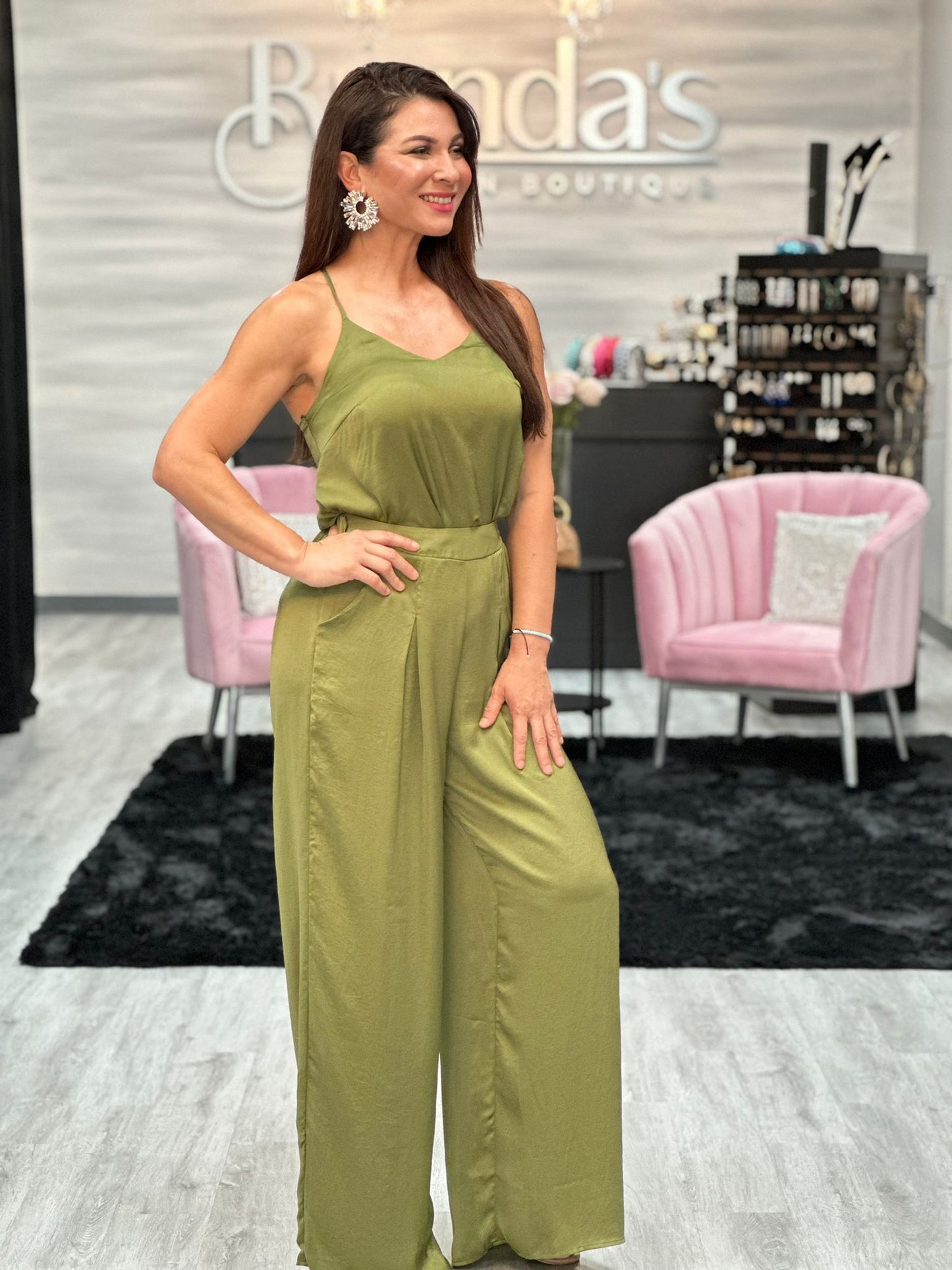 Olive Green Matching set Top And Pants