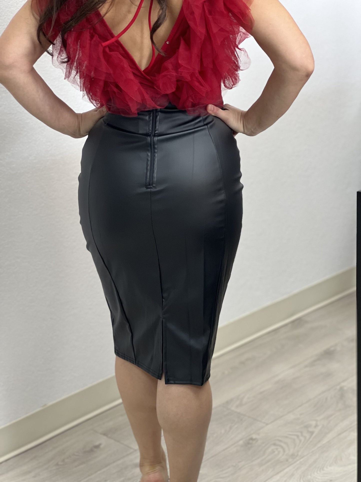 Imitation Leather Skirt