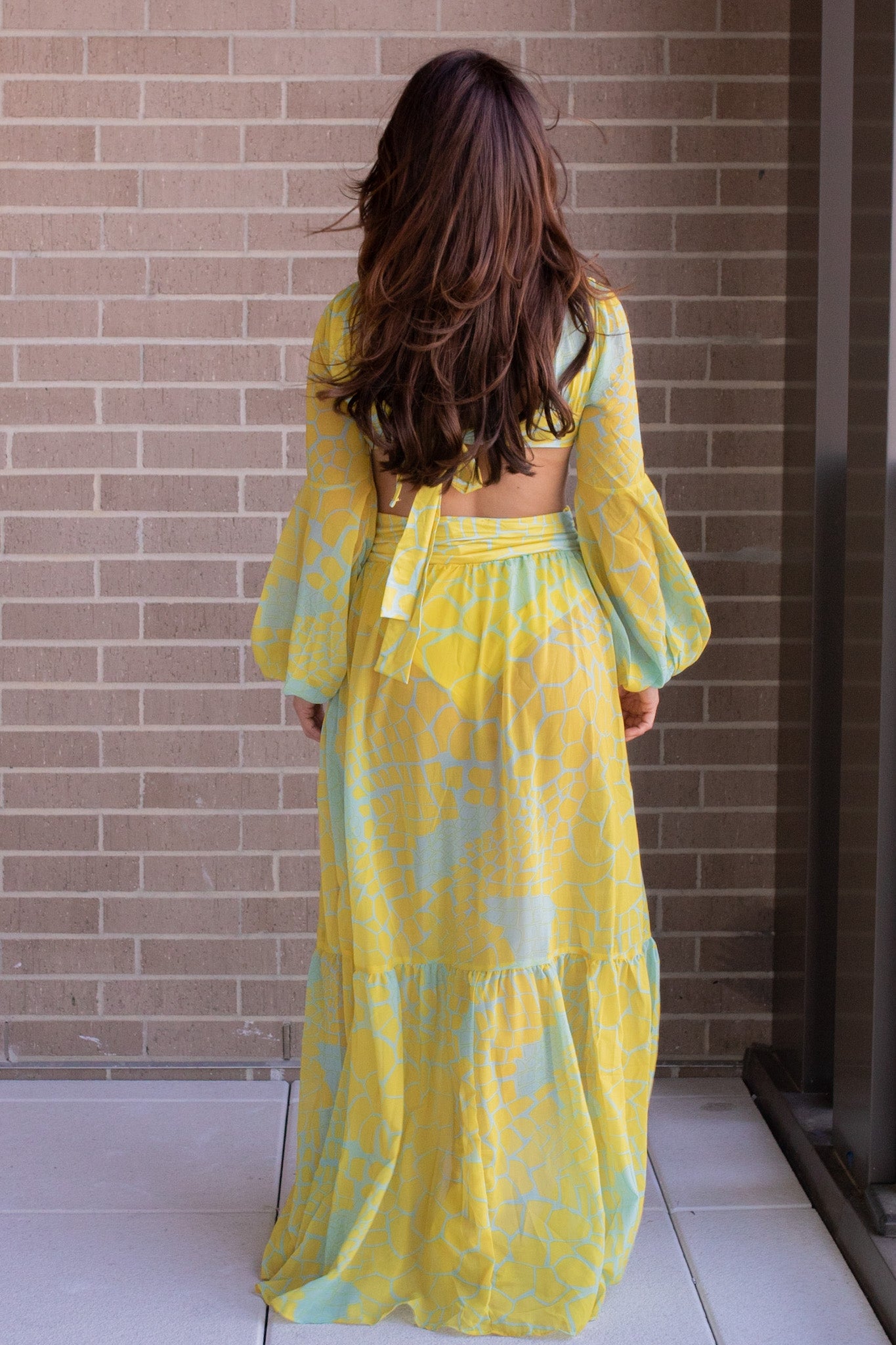 Printed Yellow Long Dress