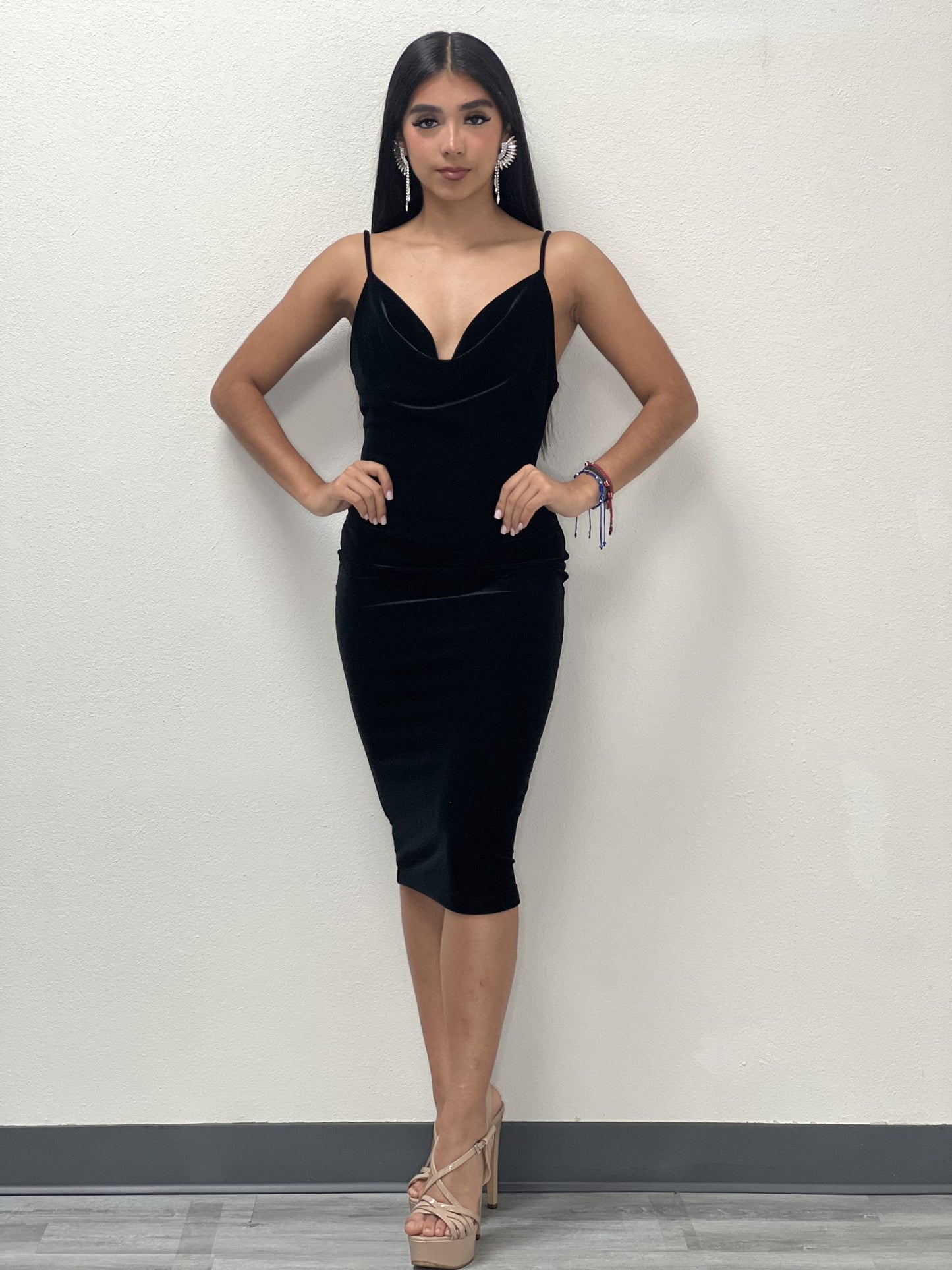 Cowl Neck Velvet Mini Dress