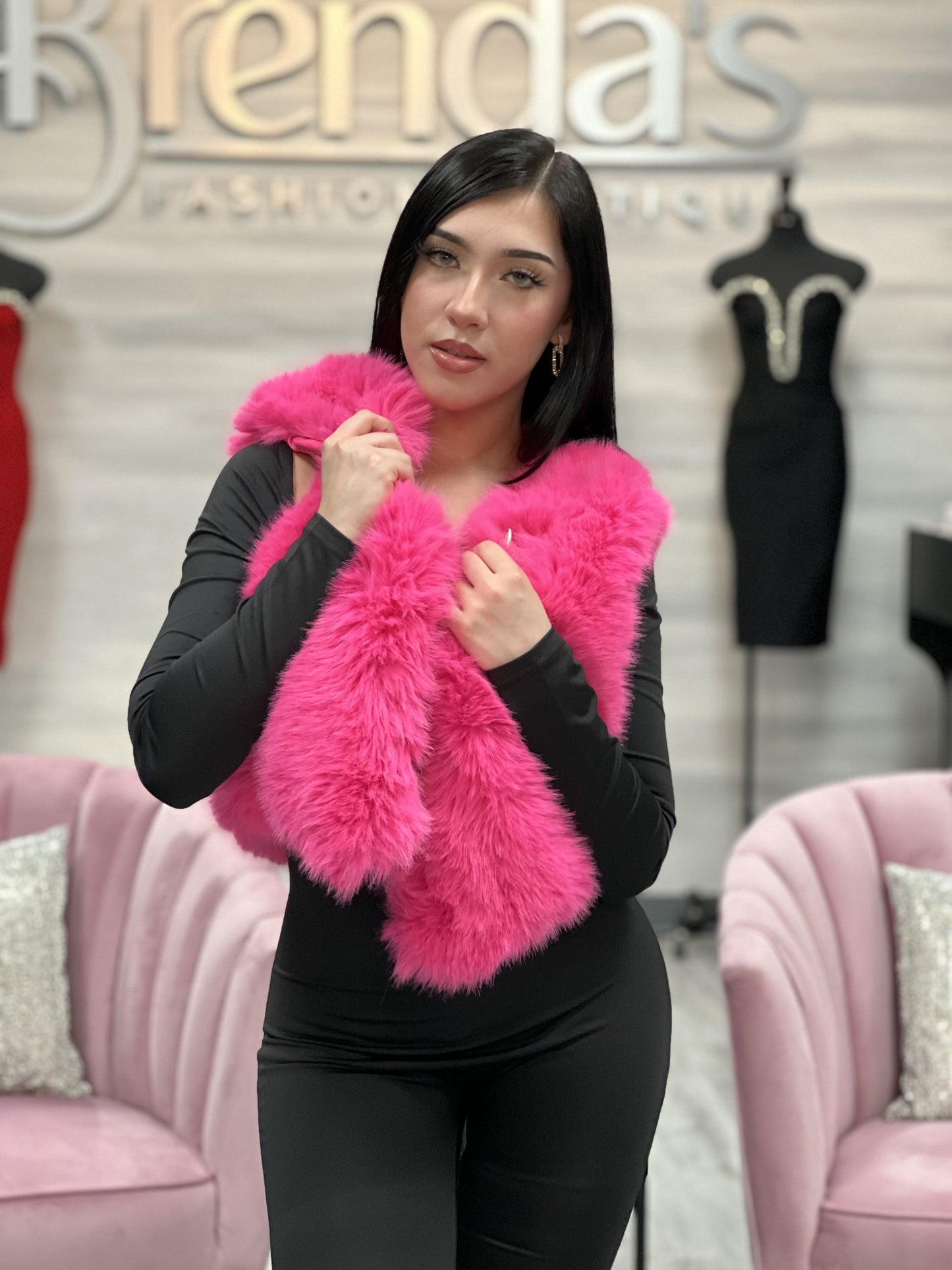Fuchsia Fur Vest