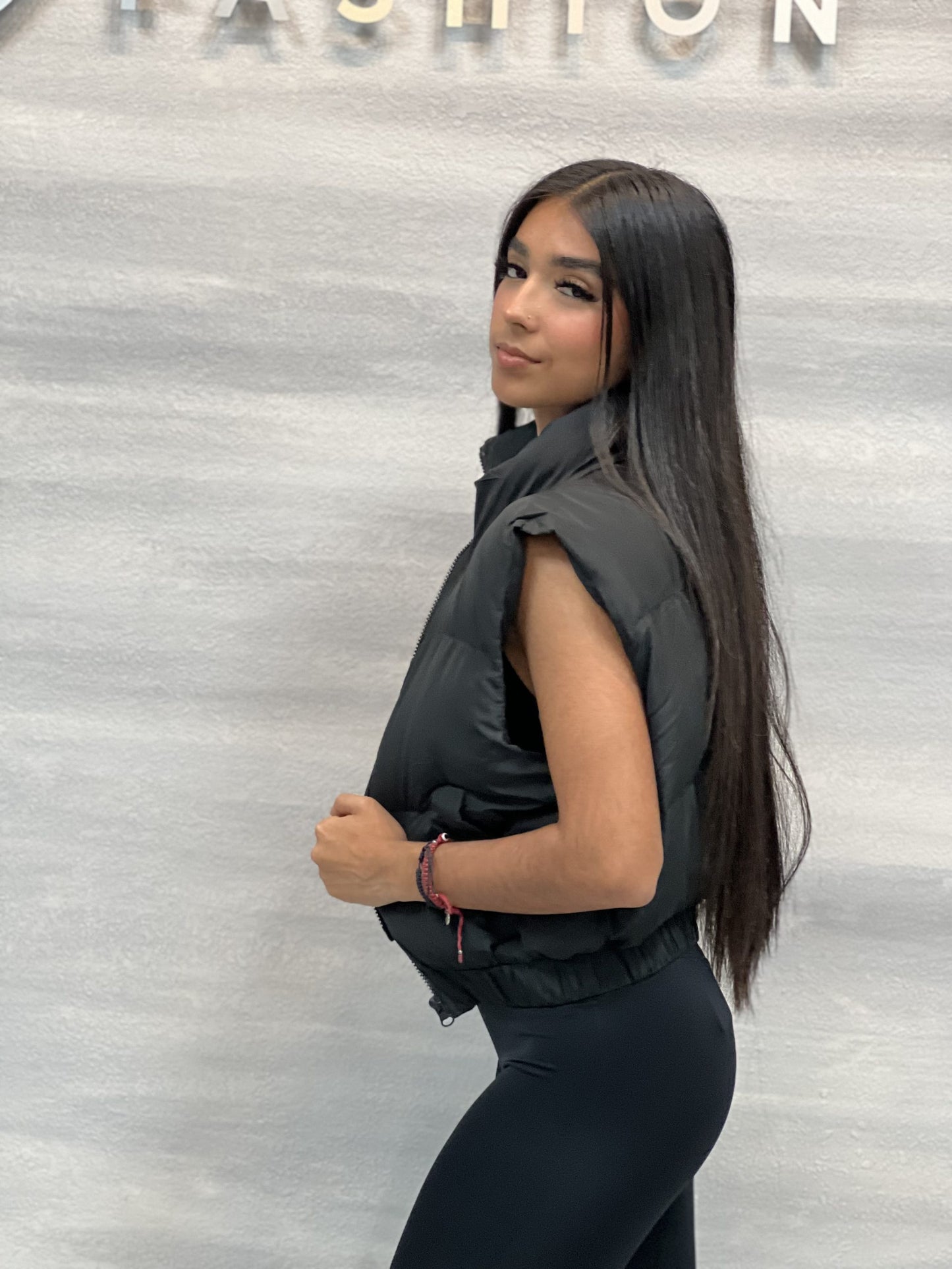 Crop Puffer Vest Zip Up Lightweight