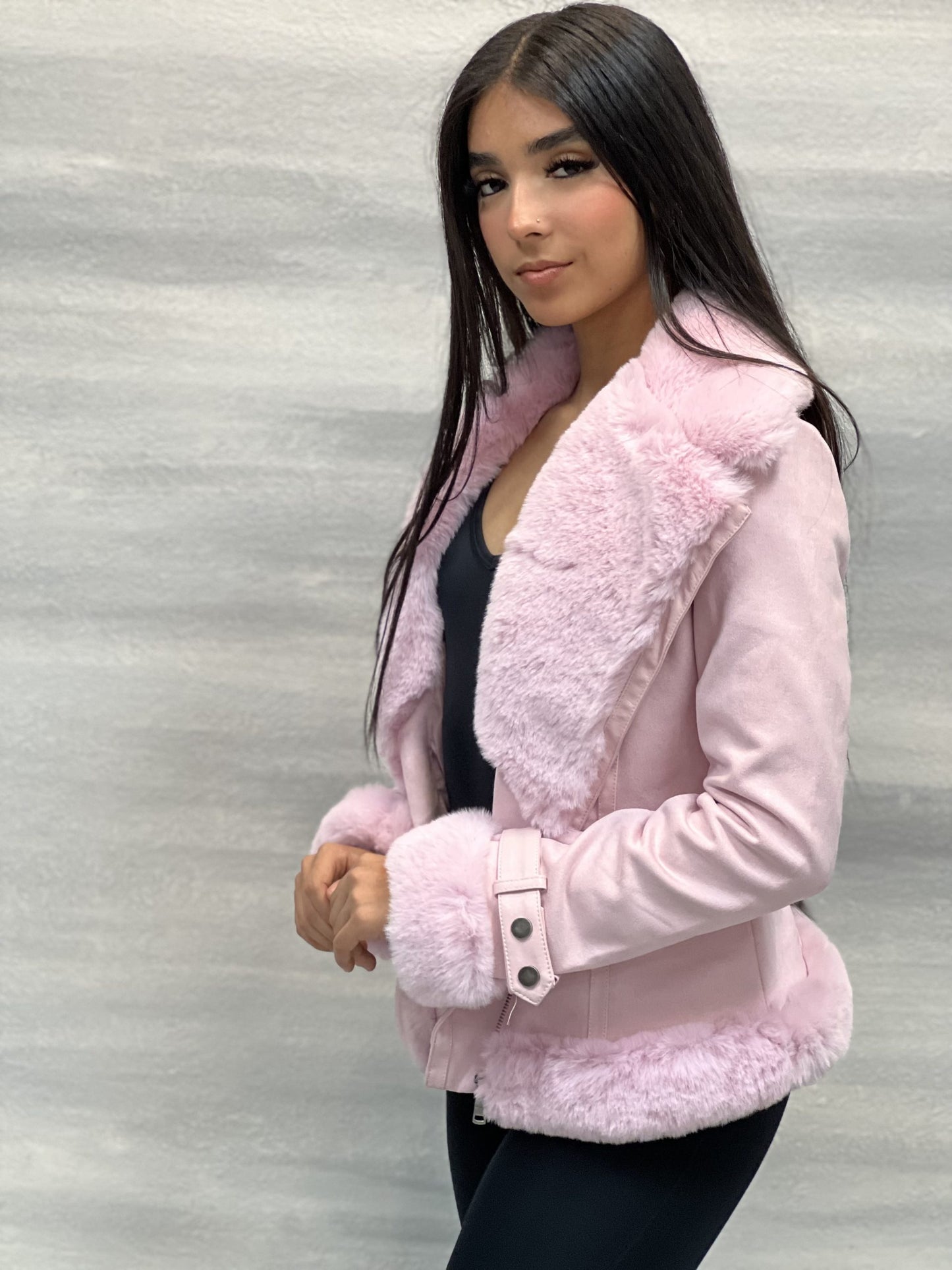 Fur Collar Tweed Padded Jacket