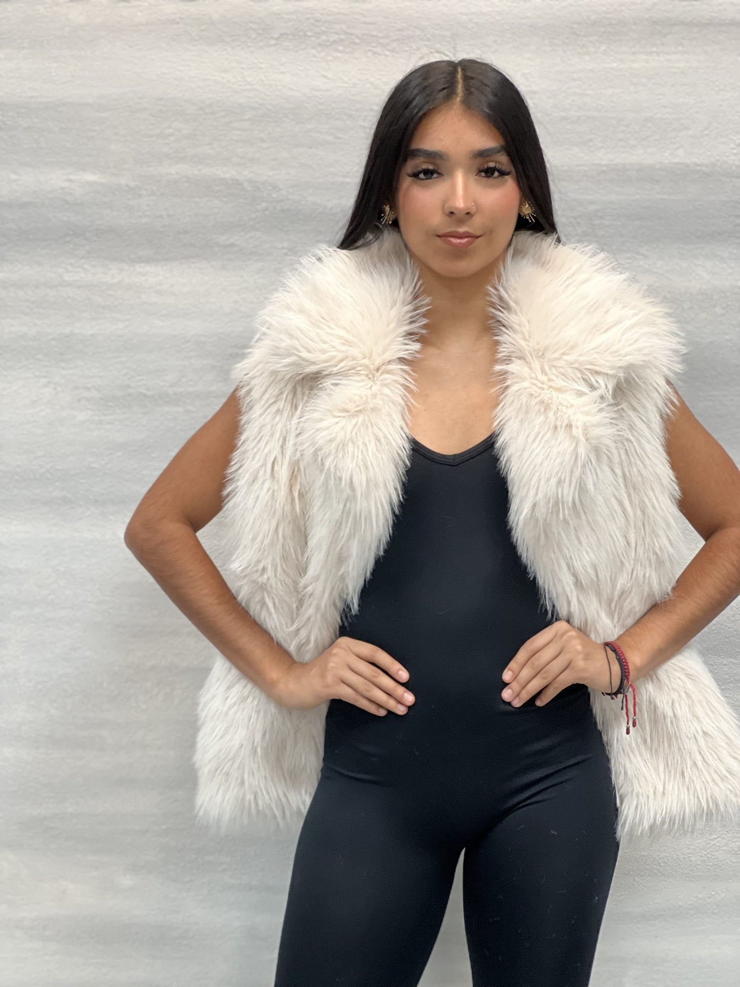 Faux Fur Lapel Neck Vest