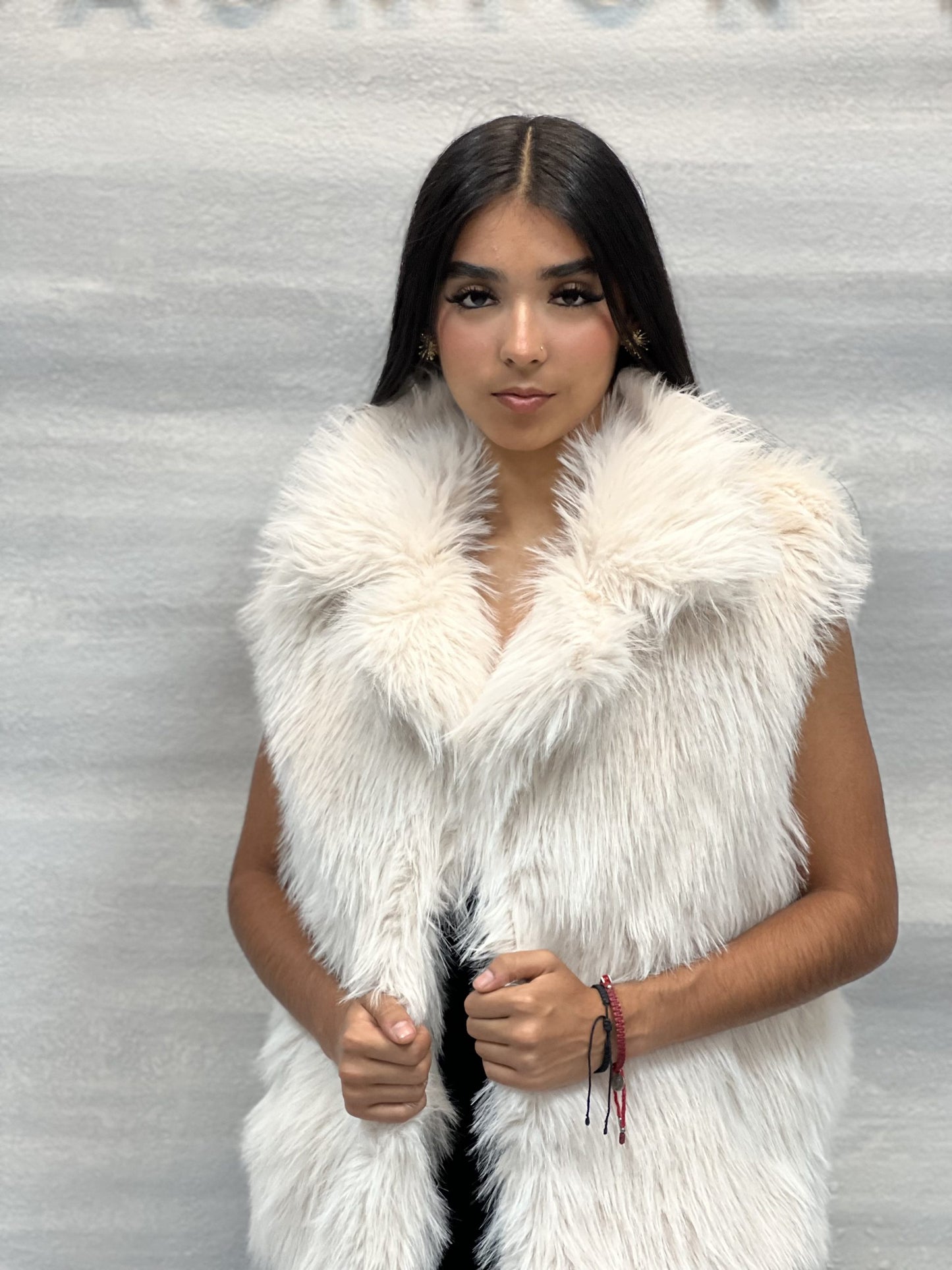 Faux Fur Lapel Neck Vest