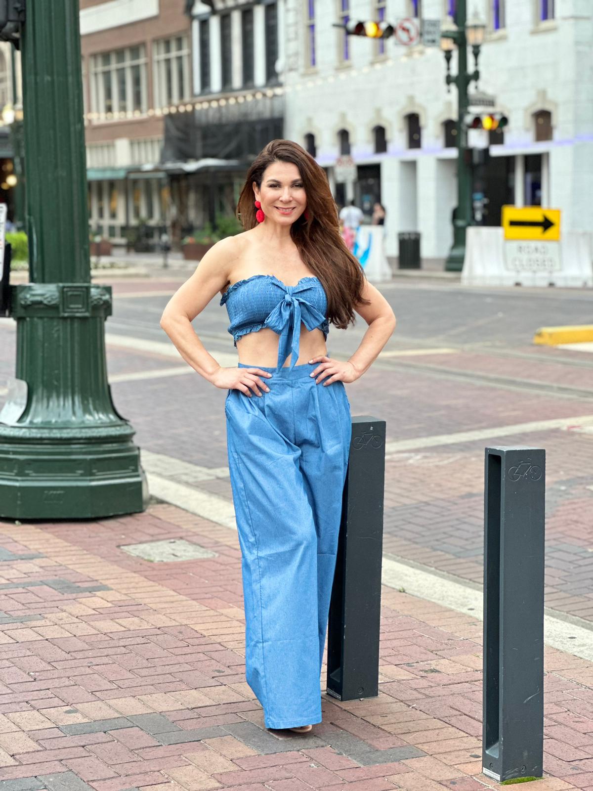 Denim Matching Set Top and Pants