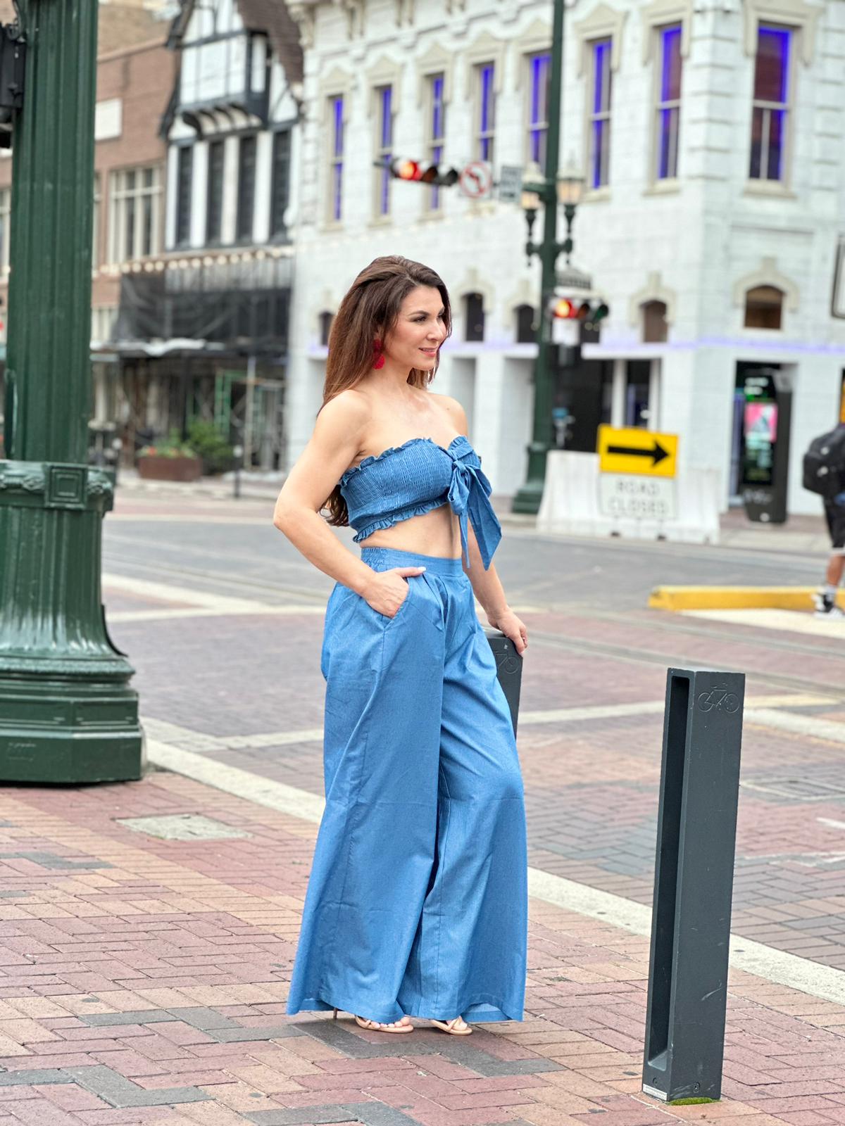 Denim Matching Set Top and Pants
