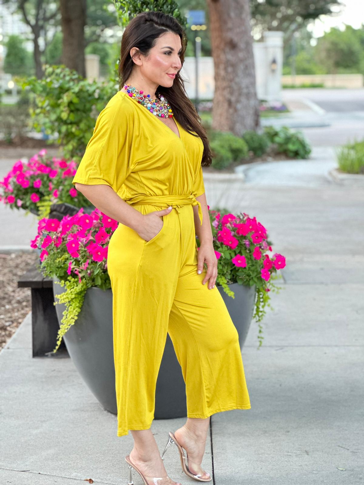 Elastic Waist Capri Jumpsuit