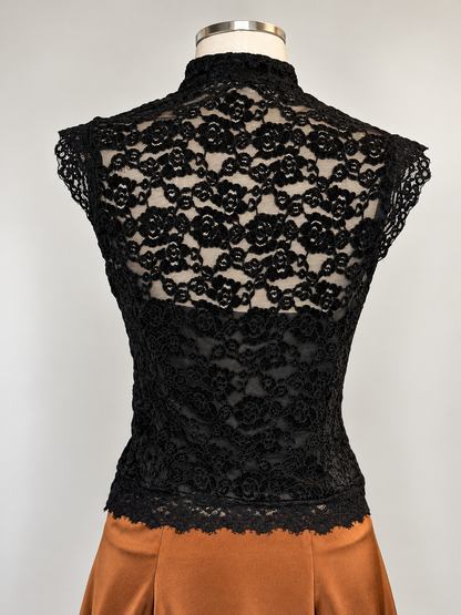 Elegant Black Floral Lace Blouse