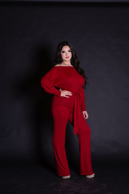 Off Shoulder Knit Jumpsuit