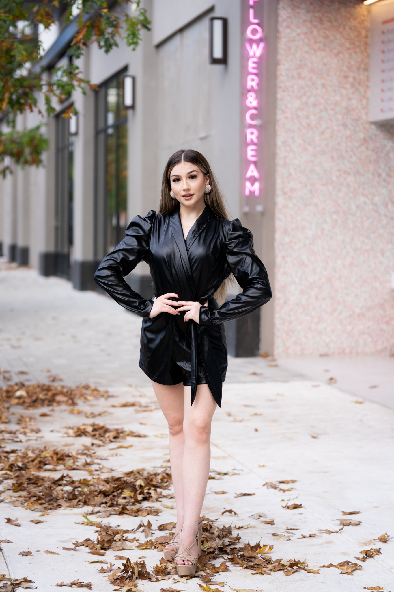 Faux Leather And Golden Spandex Rompers