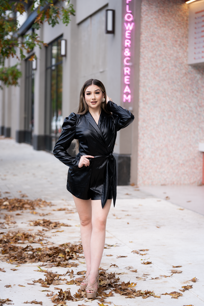 Faux Leather And Golden Spandex Rompers