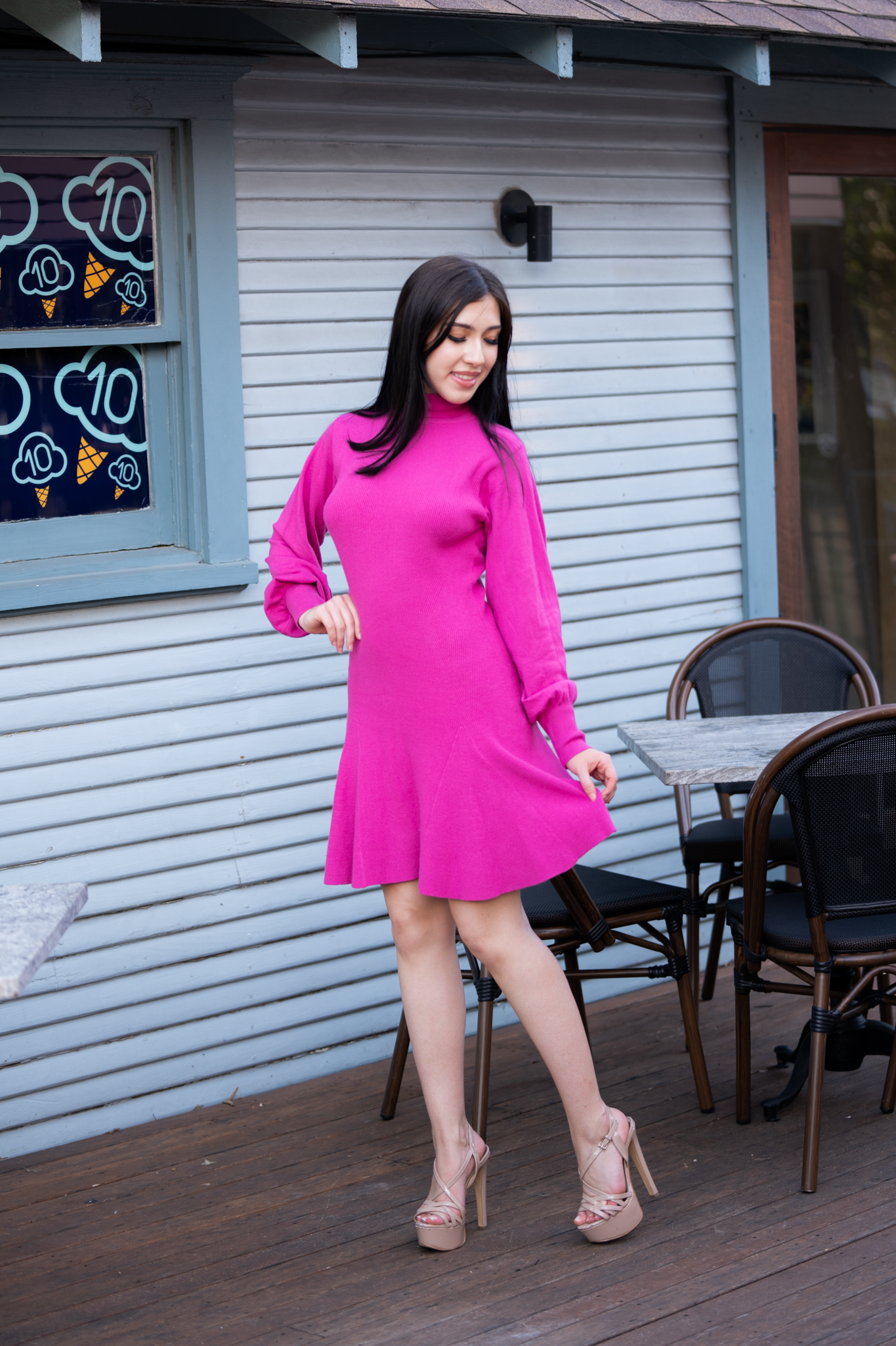 Long Sleeves Wool Mini Dress