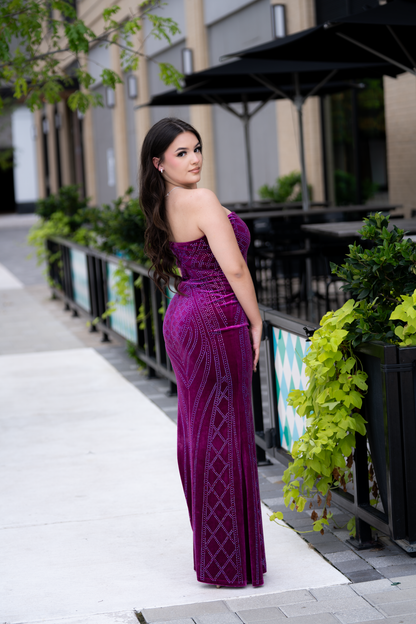 Rhinestone Patterned Tube-Top Maxi Dress