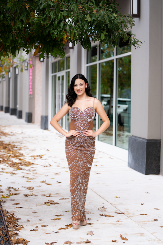 Rhinestone Mesh Maxi Dress