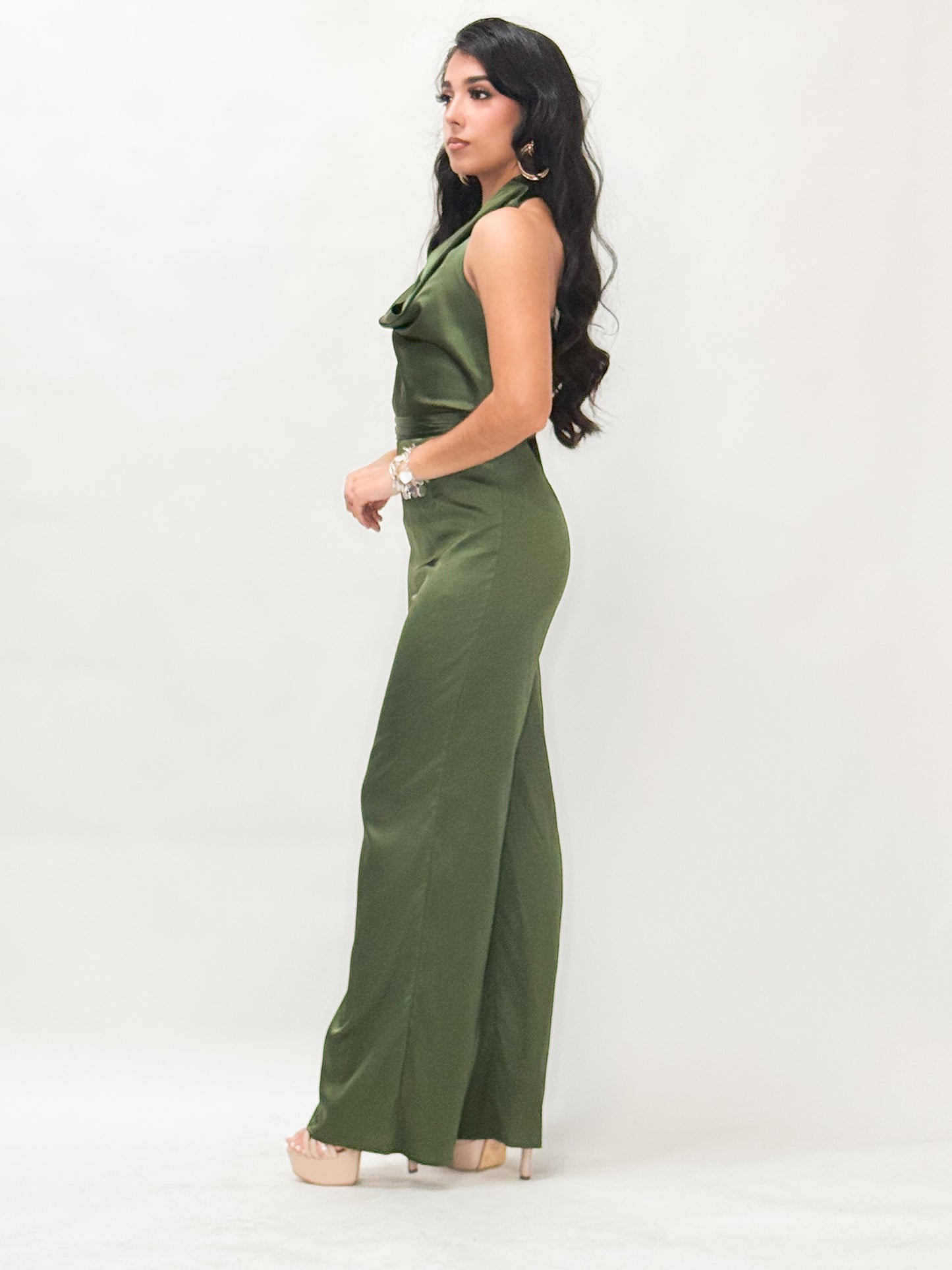 Halter Satin Jumpsuit