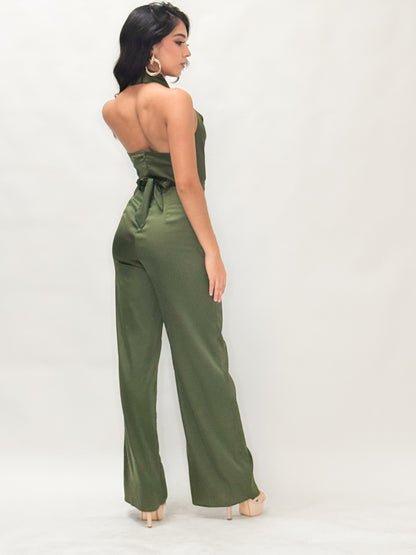 Halter Satin Jumpsuit