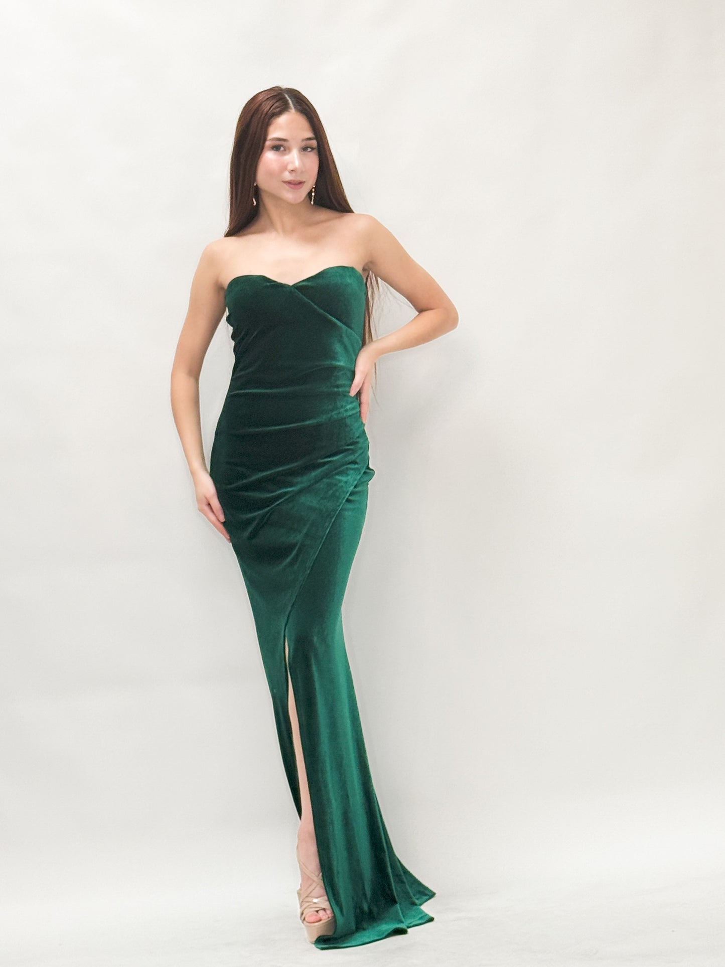 Strapless Velvet Maxi Dress