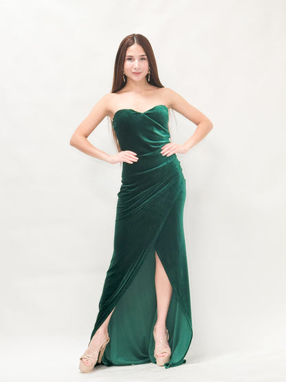 Strapless Velvet Maxi Dress