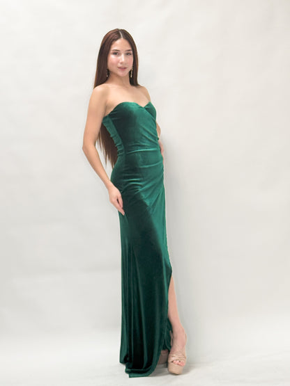 Strapless Velvet Maxi Dress