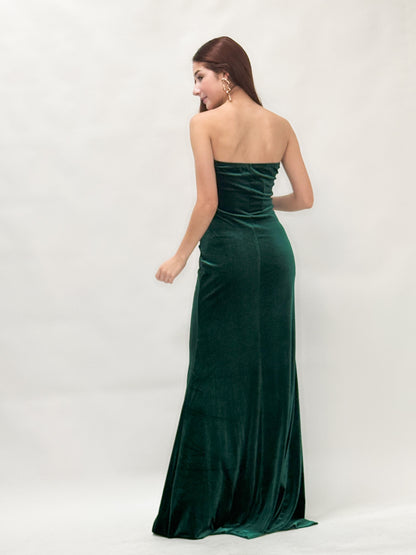 Strapless Velvet Maxi Dress