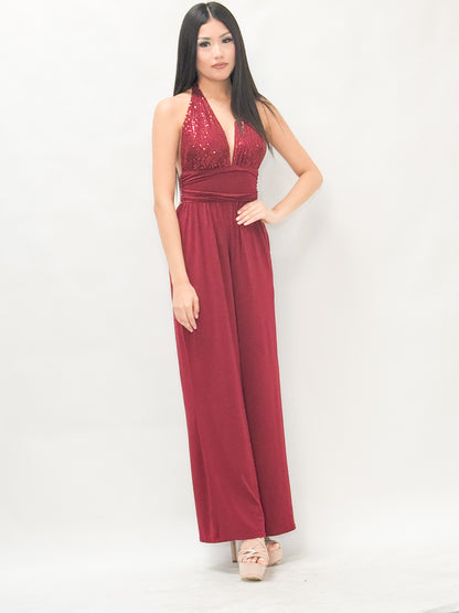 Sequin Halter Jumpsuit