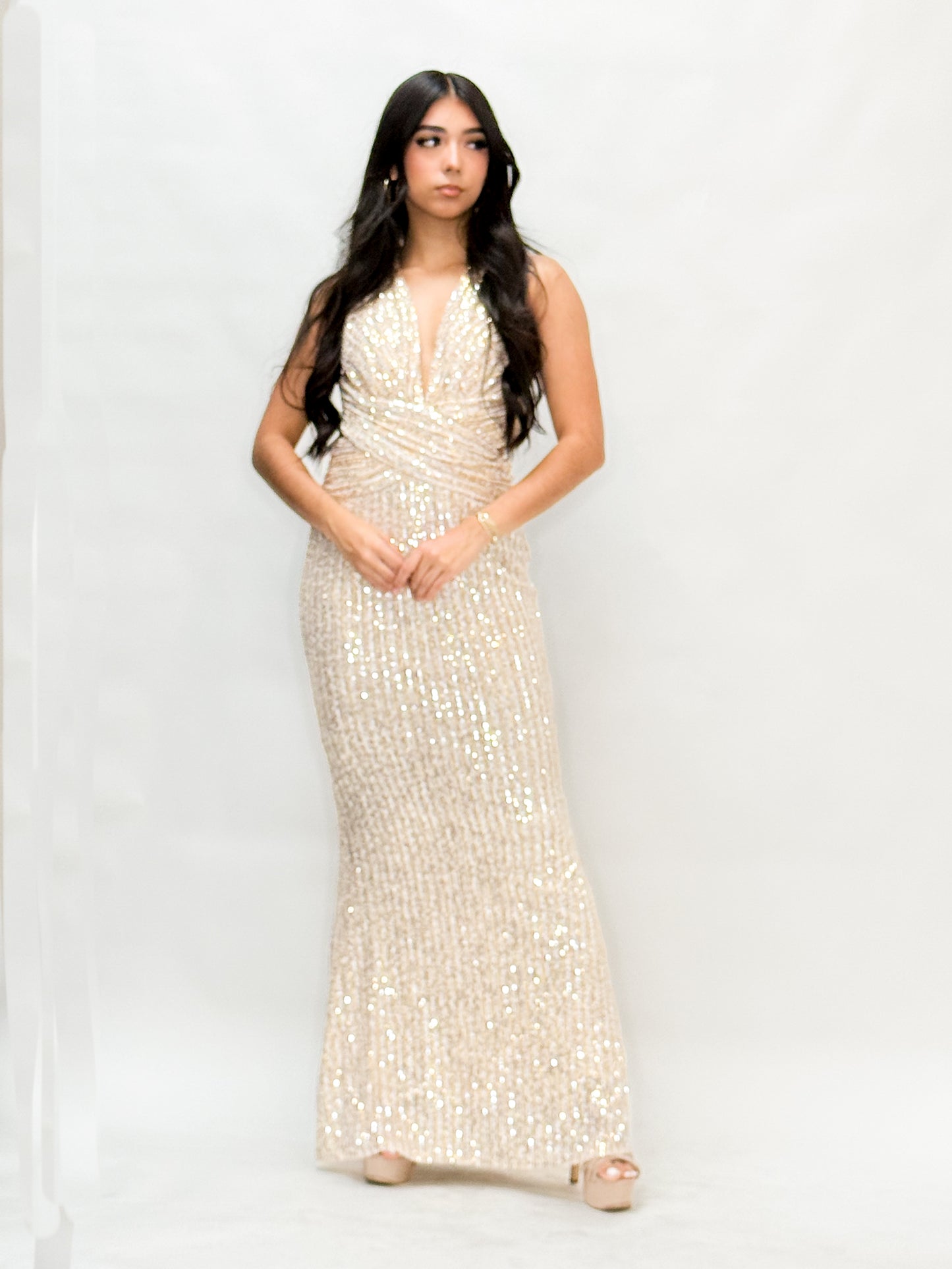 Sequin Maxi Dress Gold