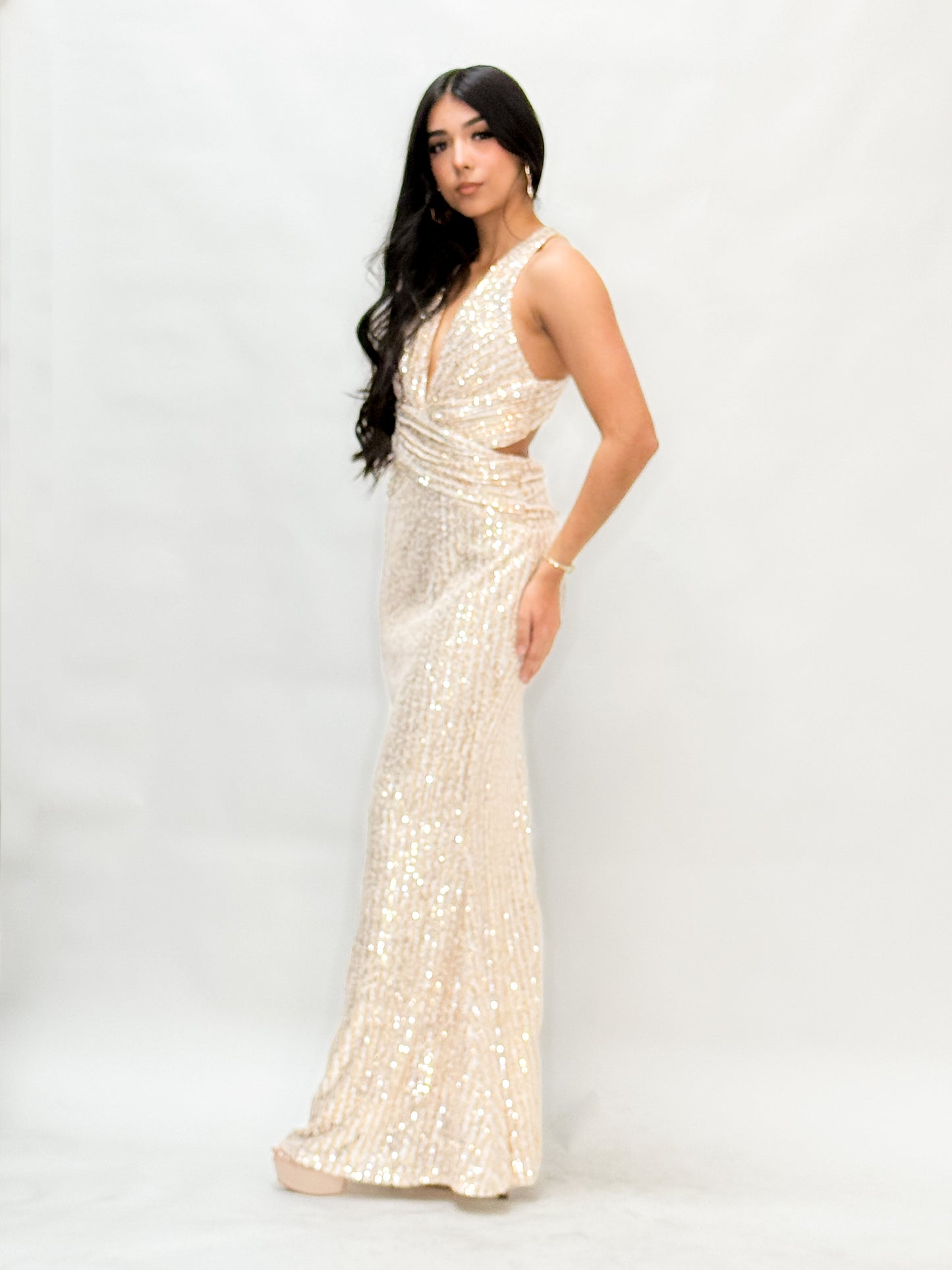 Sequin Maxi Dress Gold