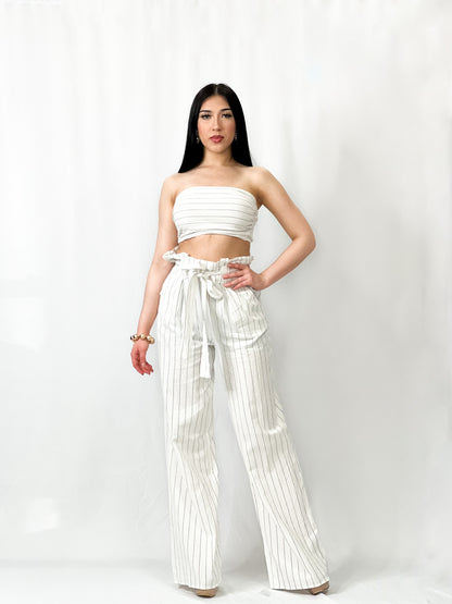 Striped Woven Top And Pants Set