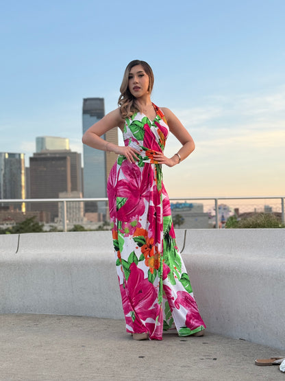 Floral Prt Halter Maxi Dress