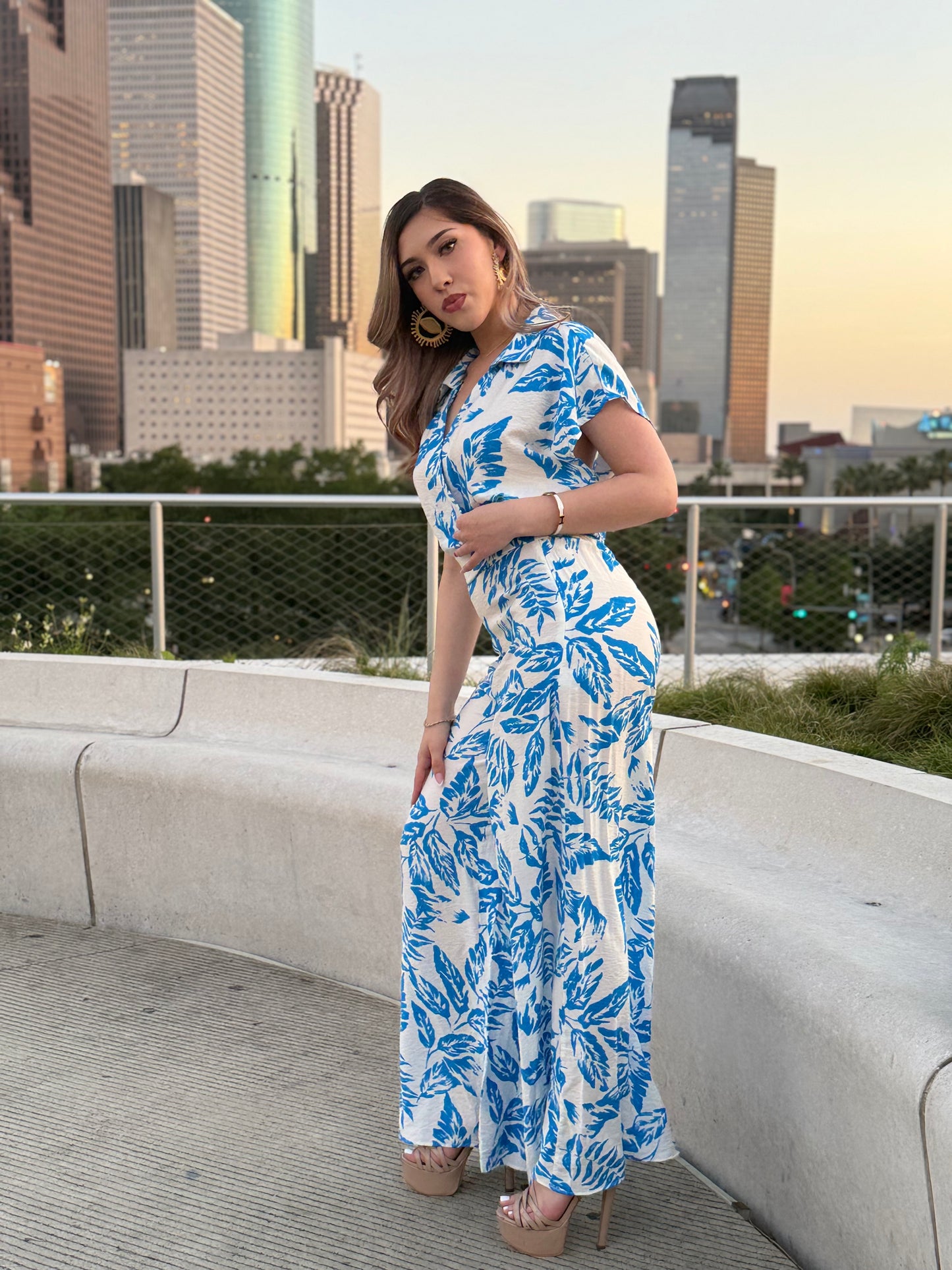 Shirt Top And High Waisted Long Pants Set